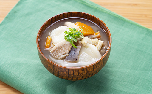 Dango soup made with white miso from Shinjo miso in Hiroshima